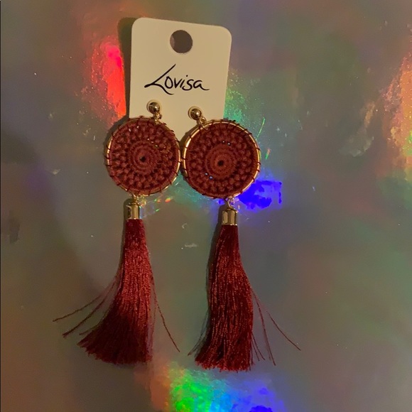 lovisa Jewelry - Lovisa burgundy and gold fringe earrings